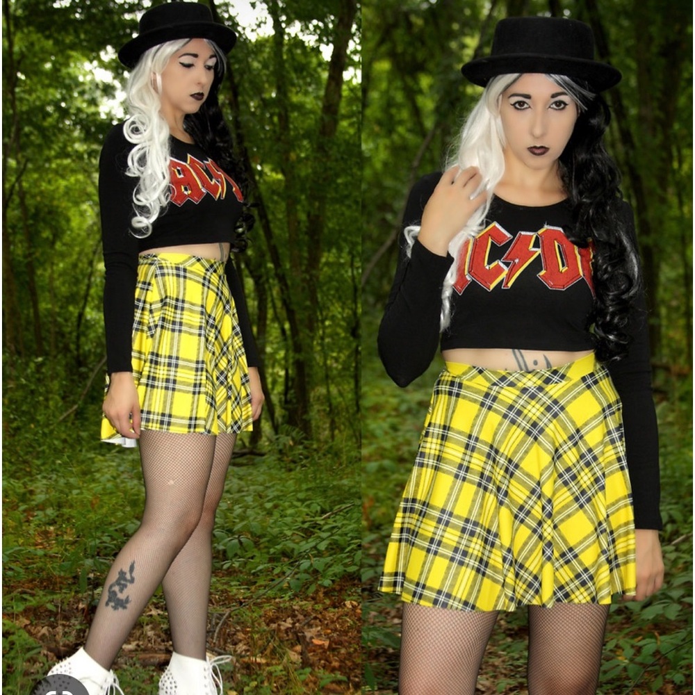 💥NWOT Blackmilk Tartan Yellow Skater Skirt ~ LIMTED Size XS